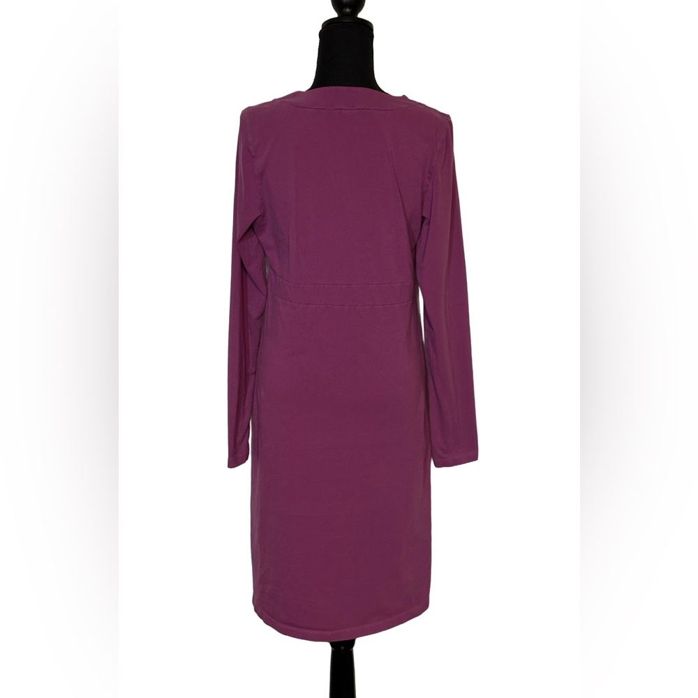 Athleta XL Purple Organic Cotton Long Sleeve Dress Style 709945 π - Picture 3 of 5